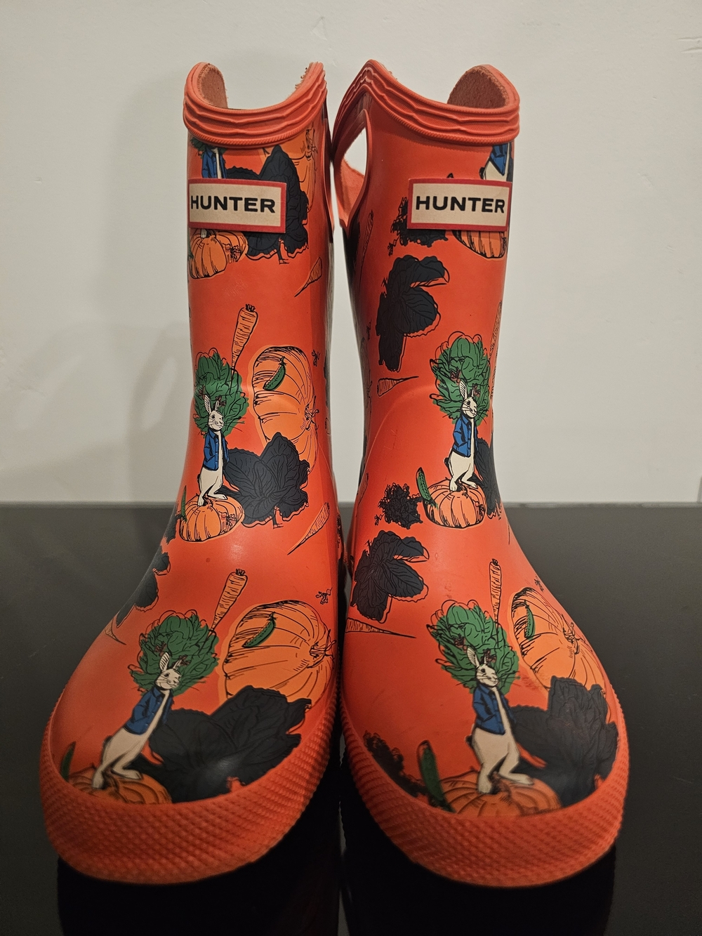 HUNTER Orange Printed Rain Boots for Men